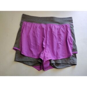 Cascade Sport Women's Running Shorts Purple Gray Layered Athletic Gym Size L